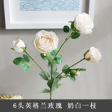 6 English Rose imitation flowers are decorated with European silk and starched cloth
