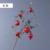 Manufacturer wholesale simulation pomegranate 6 fruit with leaves big branch pomegranate model room hotel home decoration