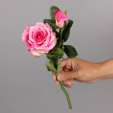 2021Living room table beautification decoration decorations cross border rose 2 head hand curling rose