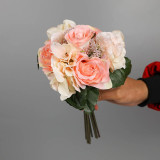 2021Bride holding silk flower  flower home decoration rose hydrangea bouquete