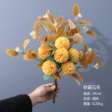 Multicolor optional simulation bouquet of chrysanthemum ball holding wedding eucalyptus leaf bouquet