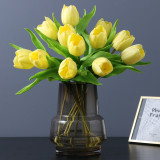 Indoor home dining table artificial flower wedding decoration PU round head tulip