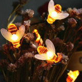 New Solar Powered Cute Honey Bee Led String Light Waterproof Bee Outdoor Garden Fence Patio Christmas Garland Lights