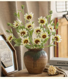 2021Simulated silk flower home decoration ornaments 5 flocked sunflowers