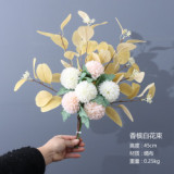 Multicolor optional simulation bouquet of chrysanthemum ball holding wedding eucalyptus leaf bouquet