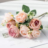 Simulated bouquet of artificial flowers cross border plant silk flower decoration window flower arrangement 5 autumn peonies