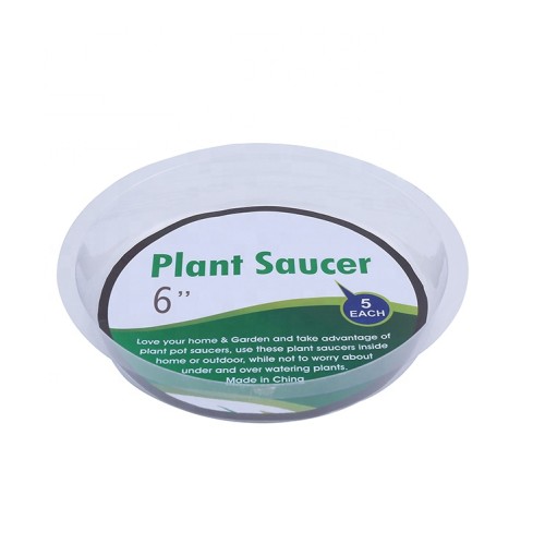 5 Pack of  6 Inch Clear Plastic Plant Saucers for flower pot