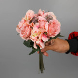 2021Bride holding silk flower  flower home decoration rose hydrangea bouquete