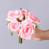 Feel moisturizing rose artificial fabric real touch rose flower bouquets arrangement for Wedding and events decor