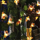 New Solar Powered Cute Honey Bee Led String Light Waterproof Bee Outdoor Garden Fence Patio Christmas Garland Lights