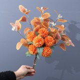 Multicolor optional simulation bouquet of chrysanthemum ball holding wedding eucalyptus leaf bouquet