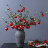 Manufacturer wholesale simulation pomegranate 6 fruit with leaves big branch pomegranate model room hotel home decoration
