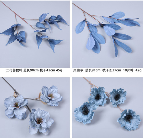 Blue simulation of the wedding hall set decoration flowers wedding supplies road lead flowers light blue fog blue fake flowers