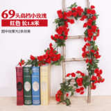 2021Simulated rose vine wall hanging artificial flower mall decorative plastic silk flower vine