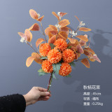 Multicolor optional simulation bouquet of chrysanthemum ball holding wedding eucalyptus leaf bouquet