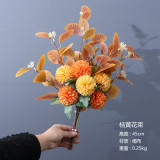 Multicolor optional simulation bouquet of chrysanthemum ball holding wedding eucalyptus leaf bouquet