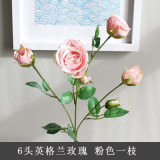 6 English Rose imitation flowers are decorated with European silk and starched cloth