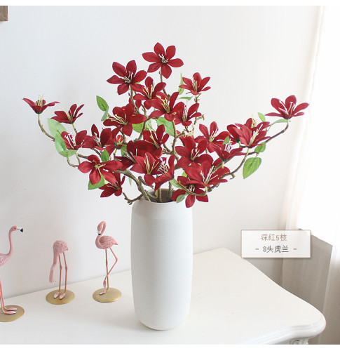 Simulation flower silk flower home  decoration wedding manufacturers wholesale 8 Tiger orchids