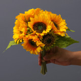 New 9 head bouquet of sunflower  flower bride wedding photography holding a simulation bouquet