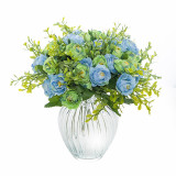 Simulation bouquet artificial plastic flower plant decoration window flower arrangement 10 watercolor tea roses