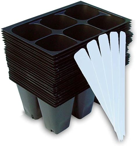 144 Cells Seedling Starter Trays 24 Trays 6-Cells Per Tray Plus With 5 Plant Labels Set