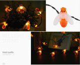 New Solar Powered Cute Honey Bee Led String Light Waterproof Bee Outdoor Garden Fence Patio Christmas Garland Lights