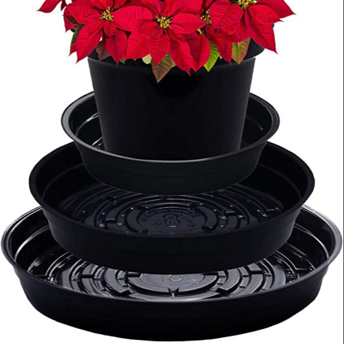 Plastics Plant Tray Drip Pan Saucers Black Round - 2 Packs Each of 6 8 10 (6-Pack) - Thin Plastic for Indoor or Garden