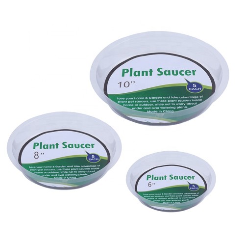 5 Pack of  10 Inch Clear Plastic Plant Saucers for flower pot