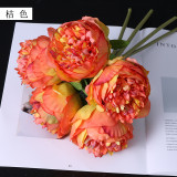 Spot hand tied bouquet simulation 5 peonies North American European pastoral home decoration silk flowers