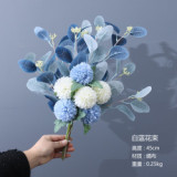 Multicolor optional simulation bouquet of chrysanthemum ball holding wedding eucalyptus leaf bouquet