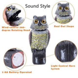 Large Rotating Hunting Decoy Scarecrow Garden Deterrent Bird Repellent Device Sound Owl Scarecrow