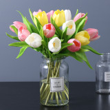 Indoor home dining table artificial flower wedding decoration PU round head tulip