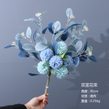 Multicolor optional simulation bouquet of chrysanthemum ball holding wedding eucalyptus leaf bouquet