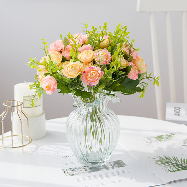 Simulation bouquet artificial plastic flower plant decoration window flower arrangement 10 watercolor tea roses