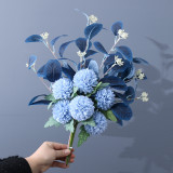 Multicolor optional simulation bouquet of chrysanthemum ball holding wedding eucalyptus leaf bouquet