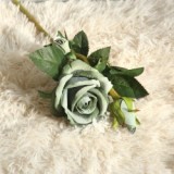 2021Hot simulation  flower plant bonsai wedding decoration ins wind artificial flannel one flower two bud rose