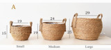 Nordic woven straw basket flower pot woven basket flower pot decoration living room rattan storage box