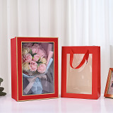 Cardboard Handle Gift Box With Pvc Window Custom Gift Flower Bag Shopping Bags With Own Logo