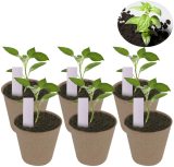 Round Biodegradable Peat Pots Plant Seedling Saplings Herb Seed Starters Kit with 100 Pcs White Plastic Plant Labels