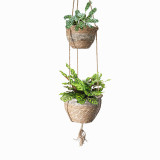 Outdoor Hanging Flower Basket Indoor Plant Flower Pot Gray Beige Flower Basket Hanging Basket Weaving