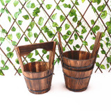Hot-selling Gardening Carbonized Anticorrosive Wooden Succulent Flower Pots Balcony Flower Retro Solid Wood Fence Hanging Pots