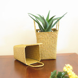 Natural Multi Flower Plants Pots Straw Woven Storage Handmade Basket With Handle