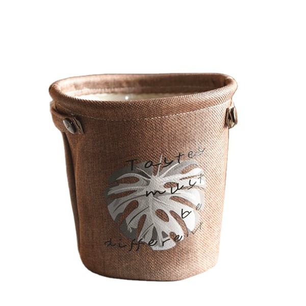 Fabric Flower Pot Nordic Style Monstera Pattern Kraft Paper Bag Flower Pot