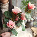 Magnolia long branch flower arrangement simulation flower manufacturer family decoration wedding wall plant wall
