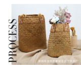 Factory Direct Sale Portable Rattan Flower Basket Wicker Straw Flower Pot Special Offer New Medium Round Flower Pot