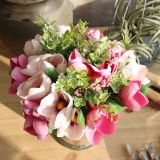 Wholesale imitation flowers foreign trade fake flowers, export wedding holding family decorations Magnolia bouquet