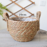 Nordic woven straw basket flower pot woven basket flower pot decoration living room rattan storage box