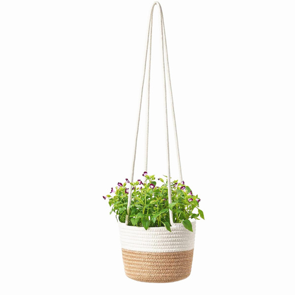 Cotton Rope Hanging Flower Pot Indoor Woven Plant Basket Flower Pot Modern Storage Basket