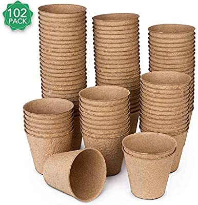 Peat Pots For Garden Seeding Tray 100% Eco-friendly Biodegradable  102 Pack With Plant Label