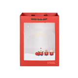 Red Christmas Style Shopping Paper Bag with Transparent Window
